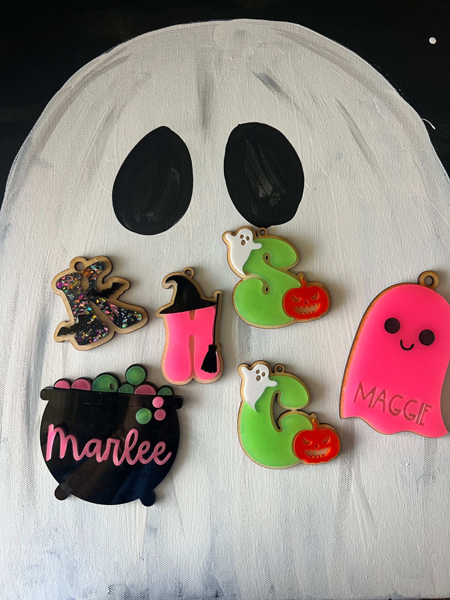 Jack-o-lantern Initial Bag Tag