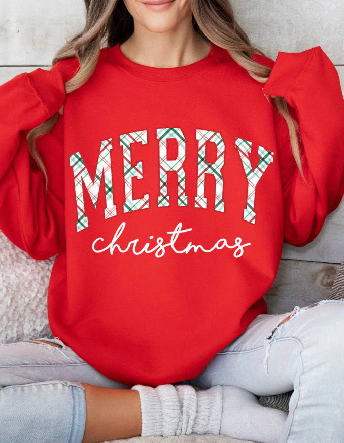 Merry Christmas Plaid Sweatshirt