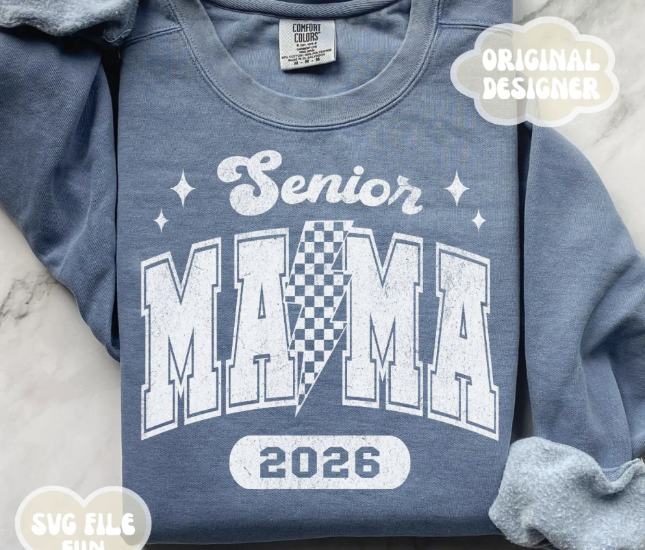 SENIOR MOM DENIM WASH SWEATSHIRT